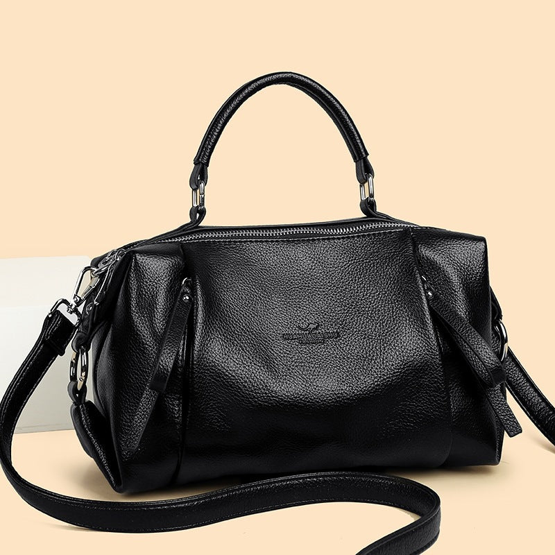 Portable Soft Leather Female Large Capacity Retro Women's Handbag