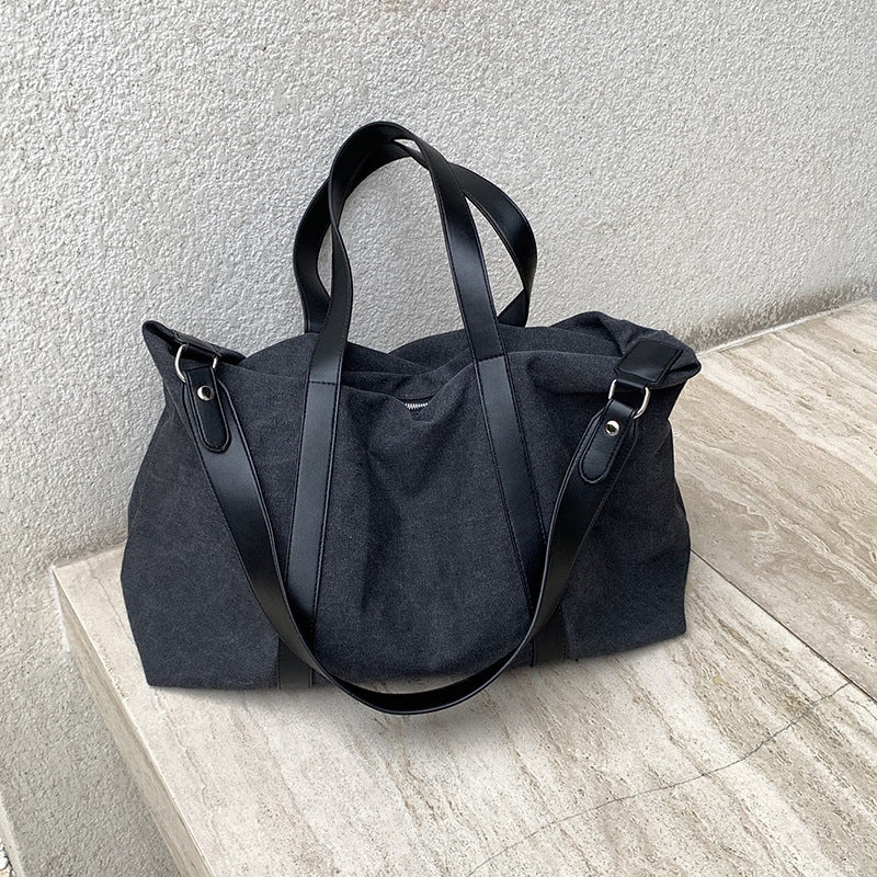 Lazy Portable Large Capacity Canvas Neutral Retro Women's Handbag