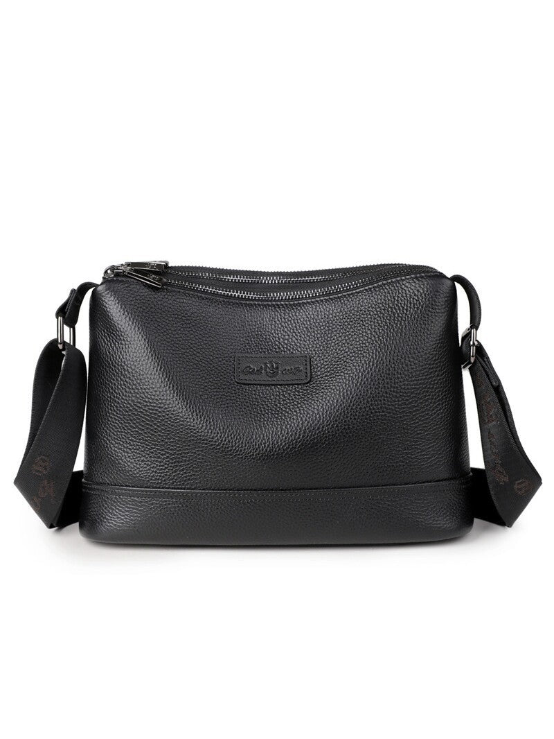 Men's Layer Cowhide Leather Business Large Capacity High Men's Shoulder Bag