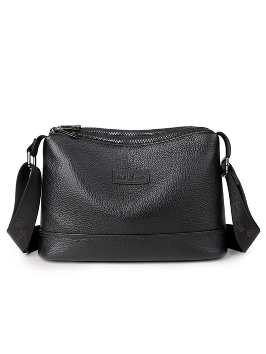Men's Layer Cowhide Leather Business Large Capacity High Men's Shoulder Bag