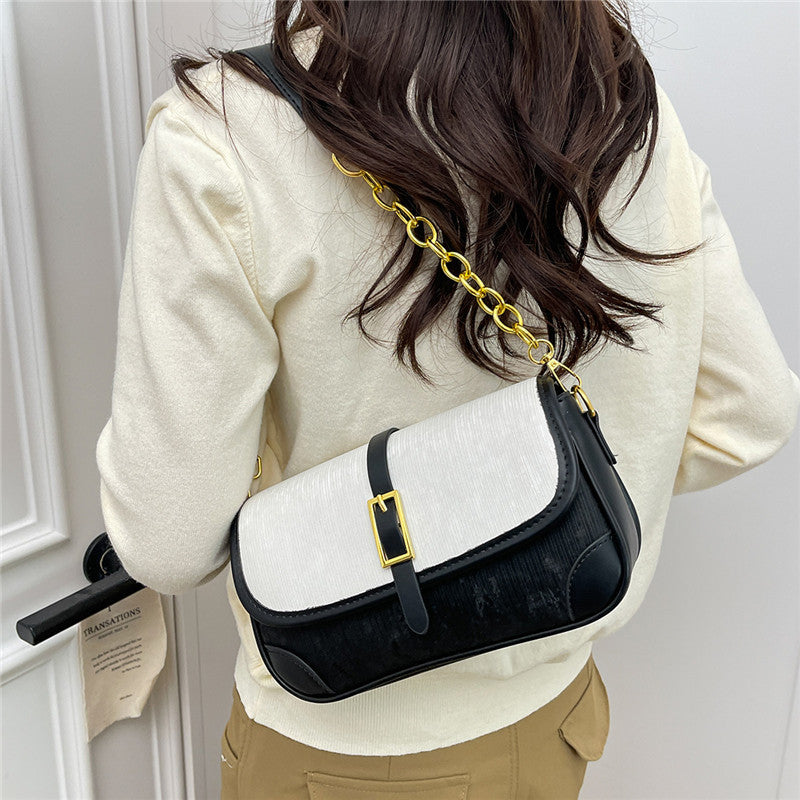 Women's Fashion Stitching Spring Simple Popular Temperament Women's Shoulder Bag