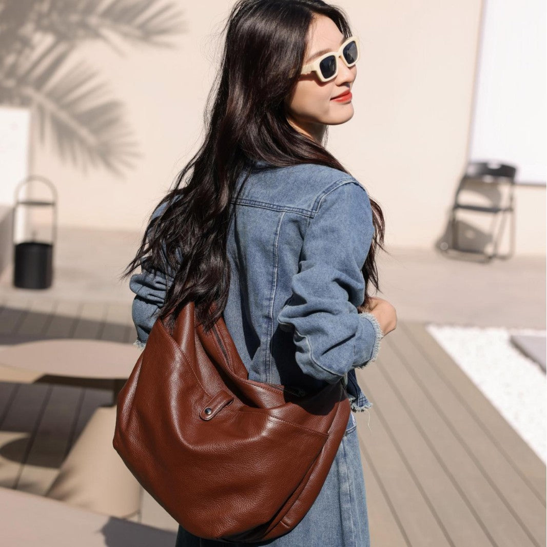 Korean Leather Large Top Layer Cowhide Handbags