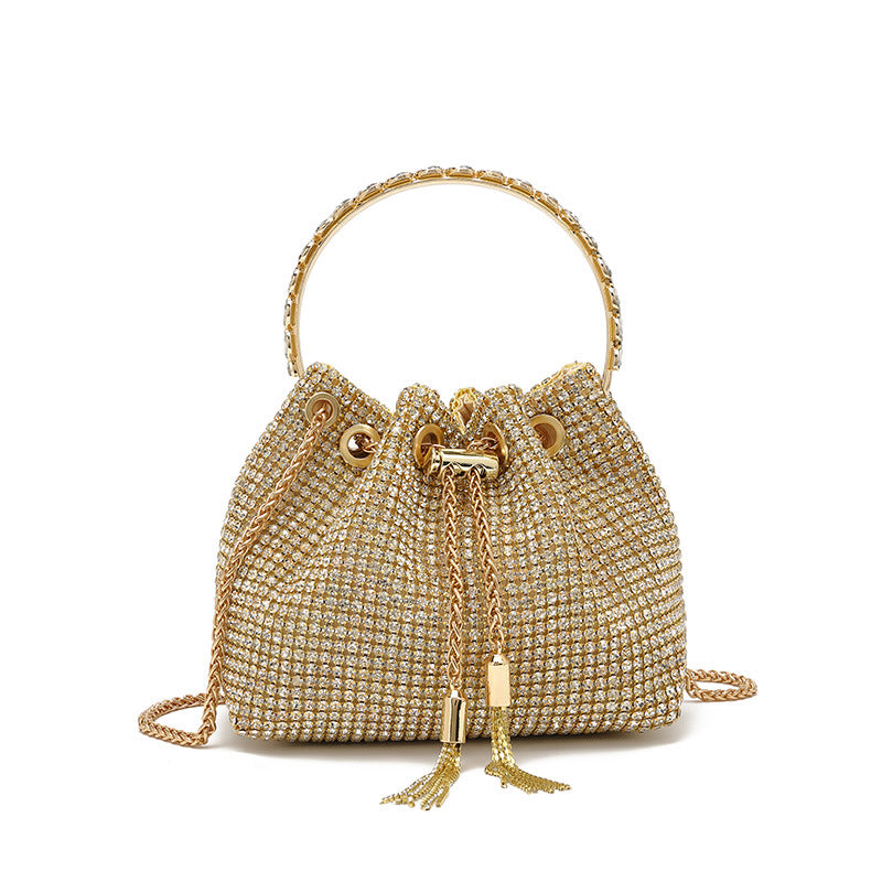 Women's Gradient Color Full Diamond Tassel Dinner Bag
