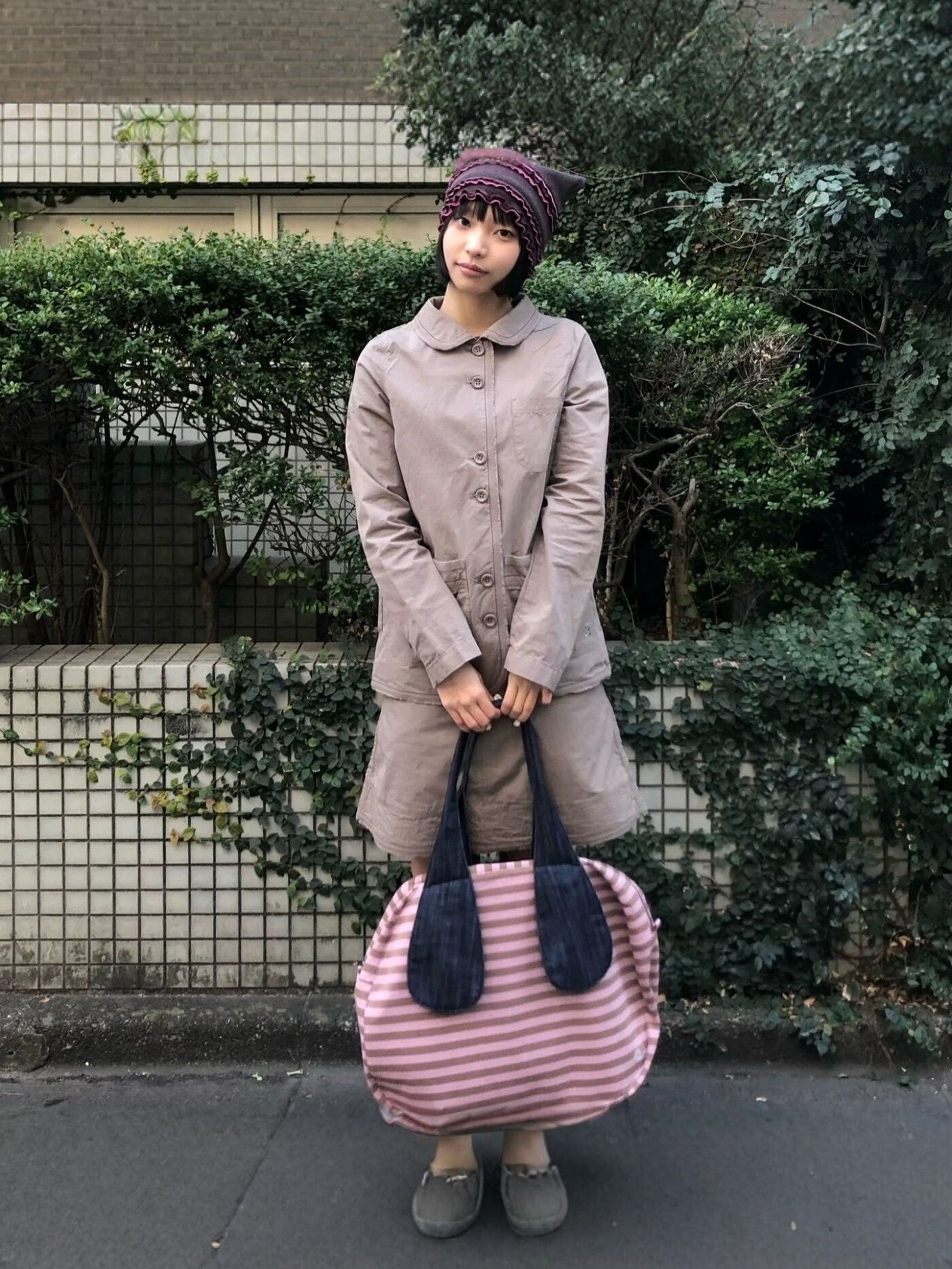 Slouchy Striped Large Capacity Waterproof Nylon Women's Shoulder Bag
