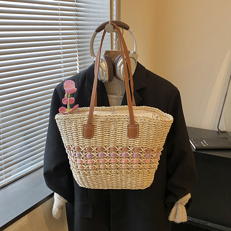 Women's Fashion Commuter Large Capacity Straw Woven Popular Women's Shoulder Bag