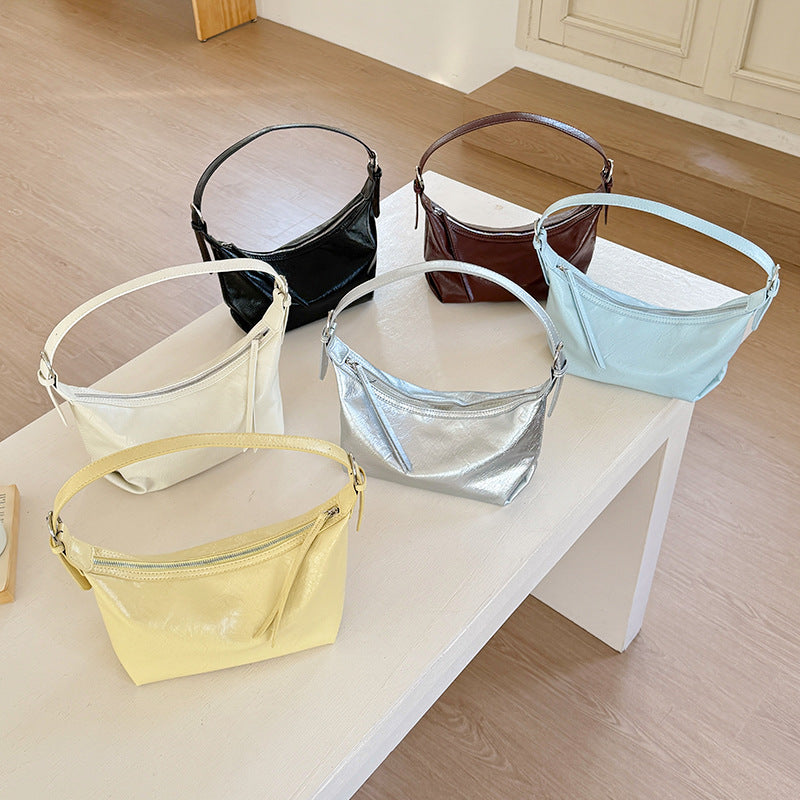 Women's High-grade Underarm Dumpling Korean Selenodont Oil Wax Leather Women's Messenger Bag