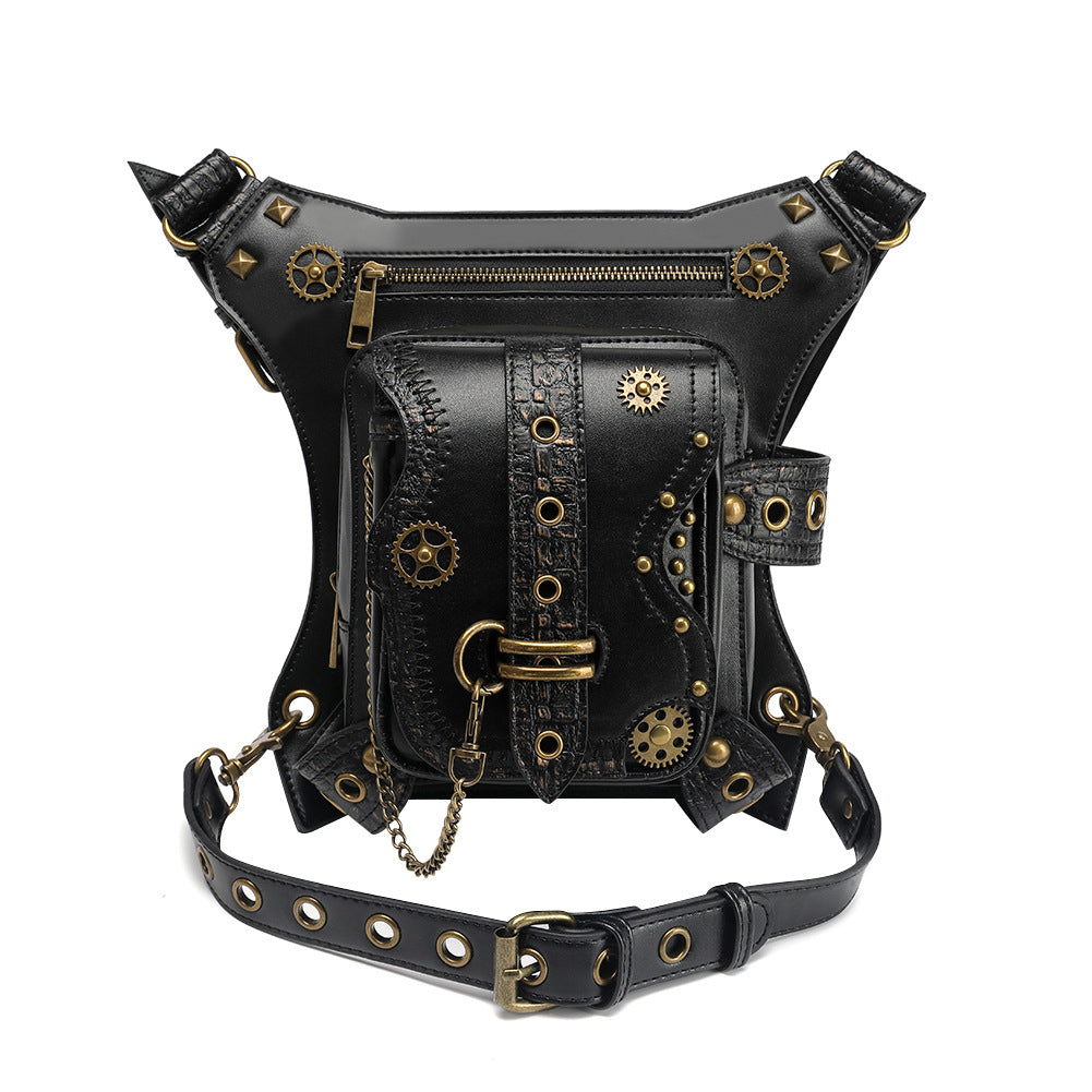 Women's & Men's Punk Style Motorcycle Chain Niche Vintage Women's Chest Bag, Fanny Pack