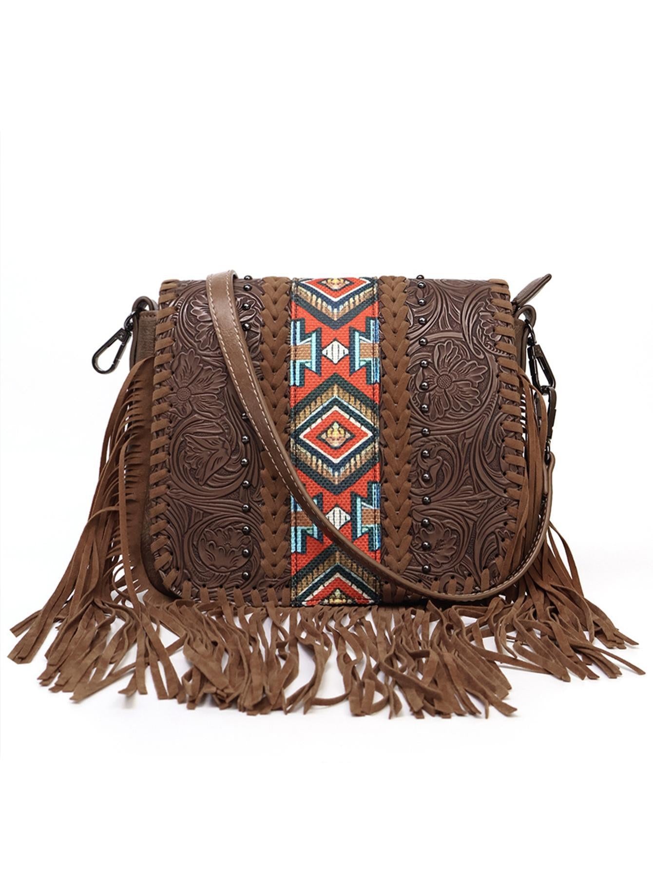 Women's Bohemian Fashion Retro Lace Up Tassel Women's Shoulder Bag