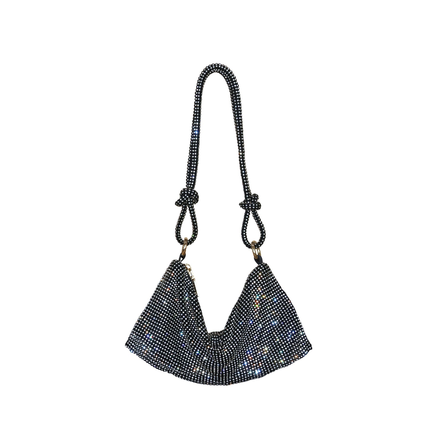 Studded Hand Crystal Metal Sequins Full Rhinestone Dumpling Underarm High Women's Handbag