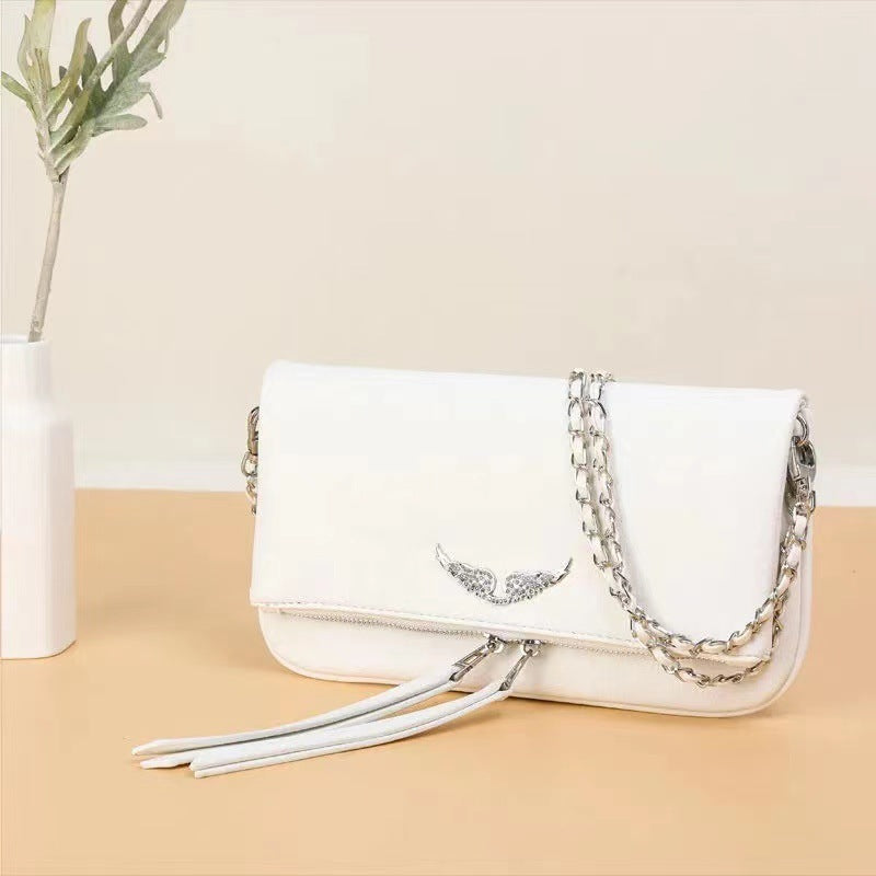 Women's Black Wings Chain Genuine Leather Bags