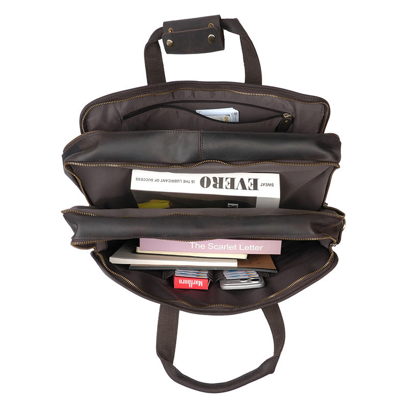 Men's Horse Leather Genuine Large Capacity Commuter Men's Briefcase