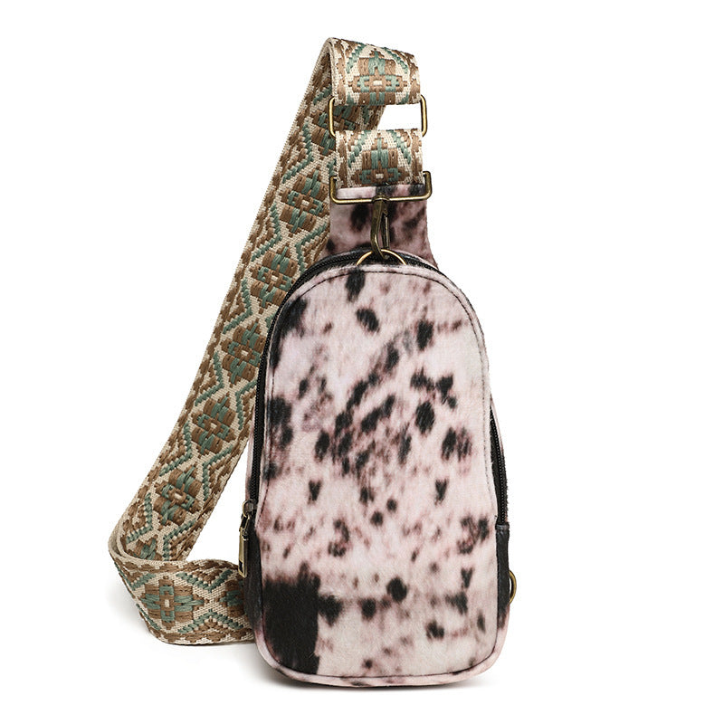 Women's Retro Fashion Wide Strap Woolen Yarn Women's Chest Bag, Fanny Pack