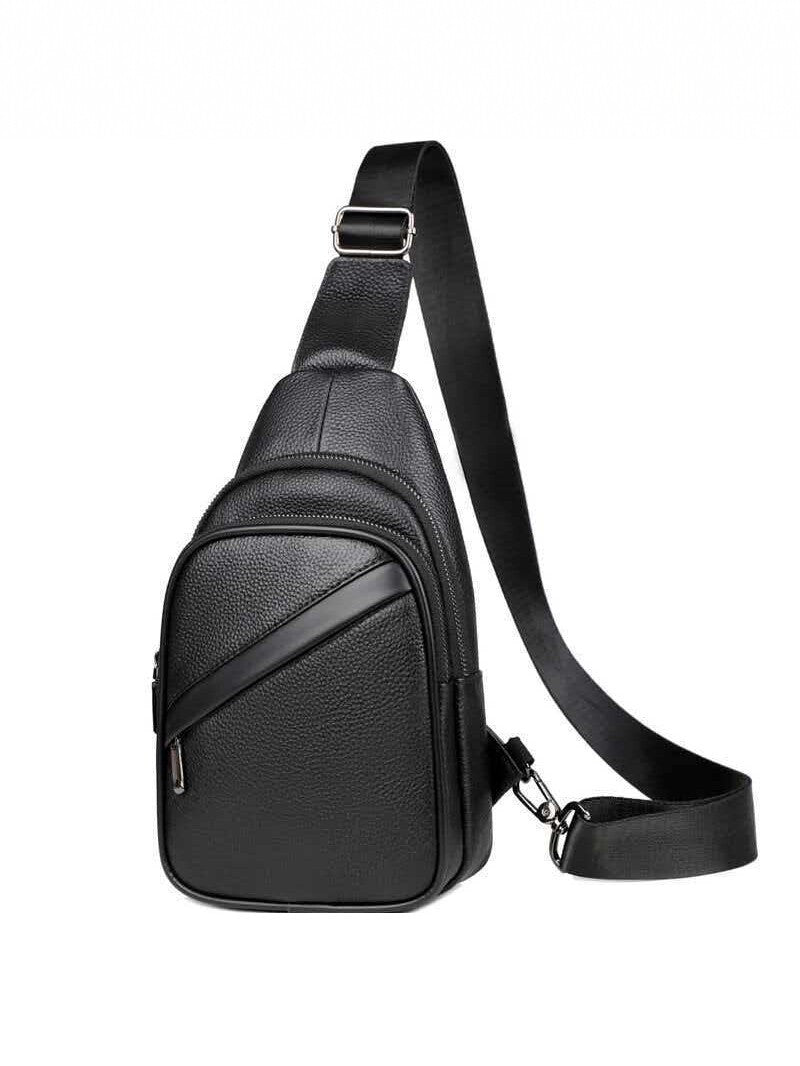 Men's First Layer Cowhide Simple Fashion Commute Leisure Men's Chest Bag