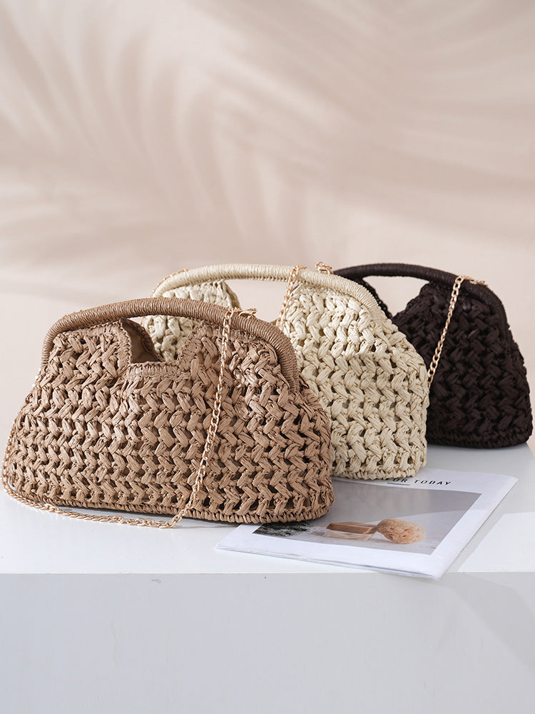 Clip Straw Woven Fashion Seaside Vacation Women's Clutch