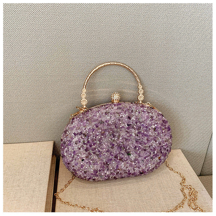 Comfortable Versatile Diamond Round Clutch Banquet Evening Bags