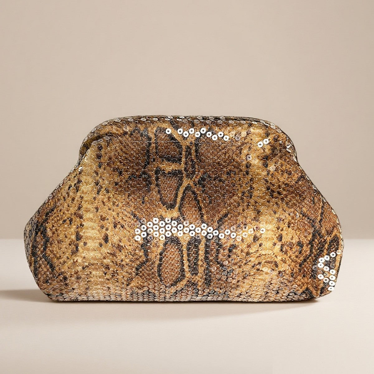 Spring Fashionable Sequins Leopard Print Dinner Versatile Large Women's Clutch