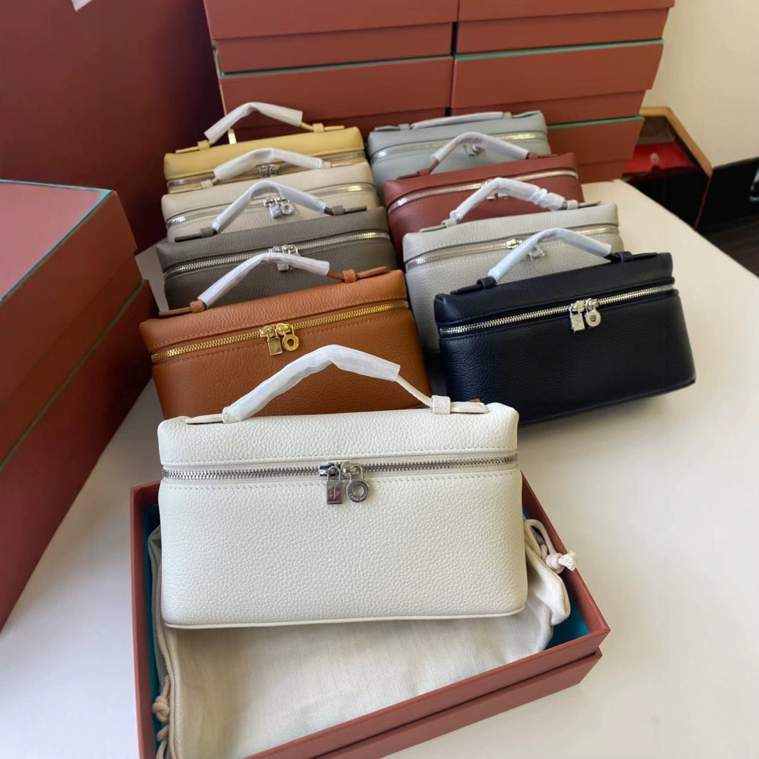 Lunch Box Genuine Leather Fashion Double Zipper Women's Messenger Bag