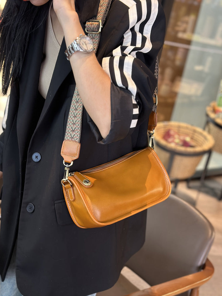 Women's Popular Leather White Summer High Sense Niche Small Square Bag