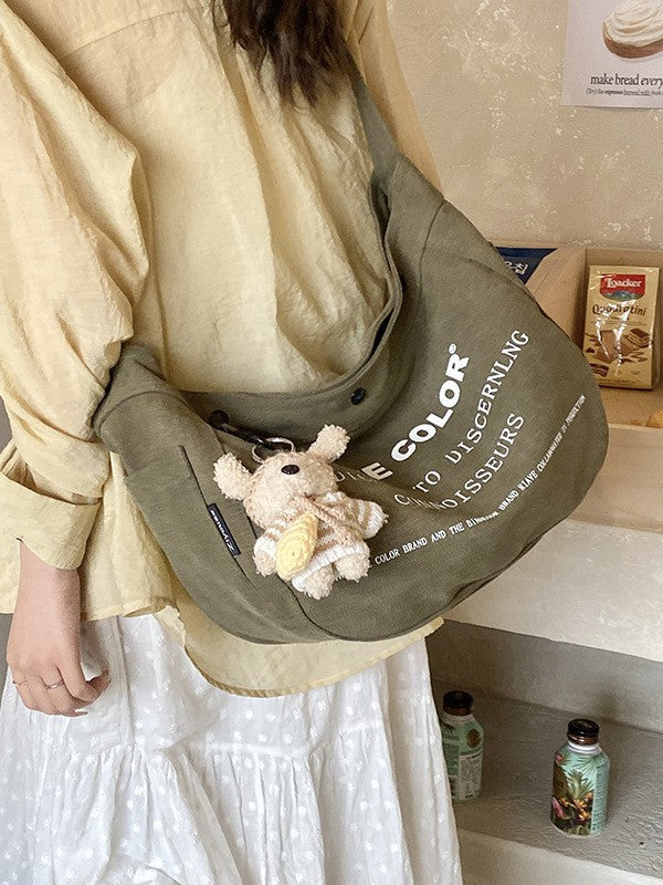 Women's Canvas Large Capacity Totes Printed Lettered Women's Messenger Bag