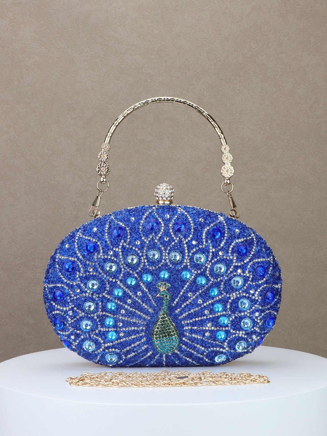 Peacock Diamond Retro Style Party Black Dress Dinner Bag