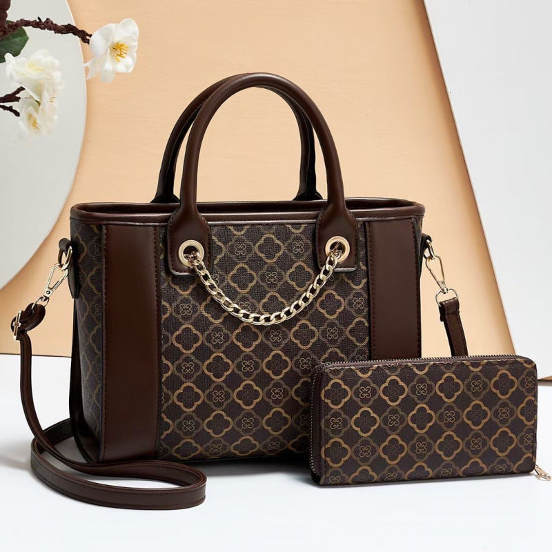 Women's Printed Contrast Color Large Capacity Combination One Women's Handbag