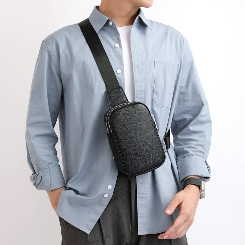 Women's & Men's Cowhide Couple Fashion Simple Leather Men's Chest Bag