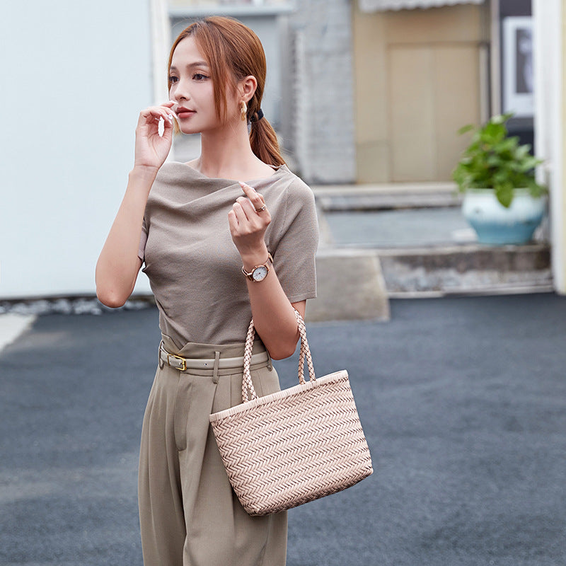 Women's Woven Genuine Leather Retro Style Bags