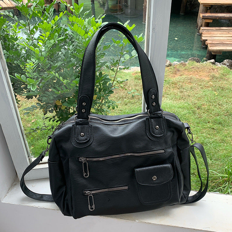 Motorcycle Retro Business Traveling Large Capacity Women's Shoulder Bag