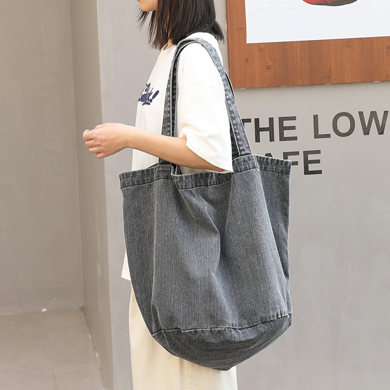 Women's Leisure Artistic Denim Versatile Vintage Wash Fashion Canvas Shoulder Bags
