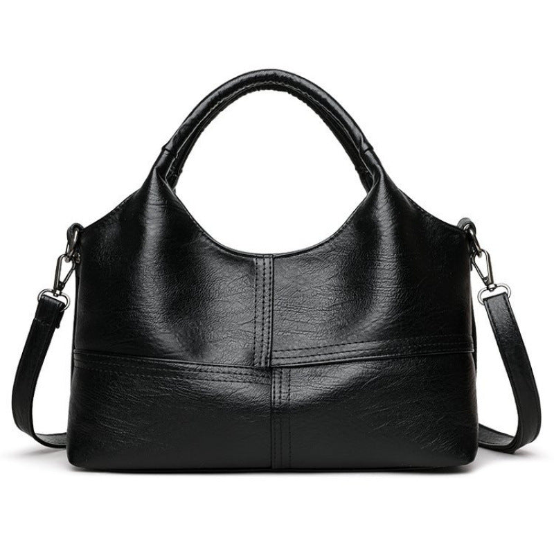 Women's Retro Soft Leather Fashion Stitching Large Women's Messenger Bag