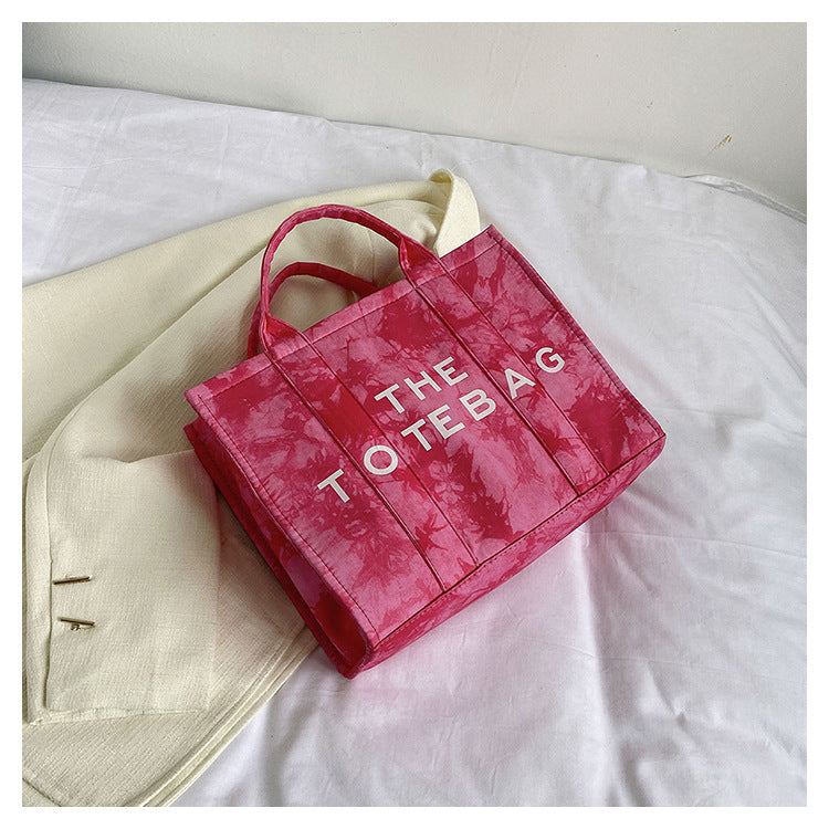 Graceful Trendy Canvas Letter Iti Portable Women's Shoulder Bag