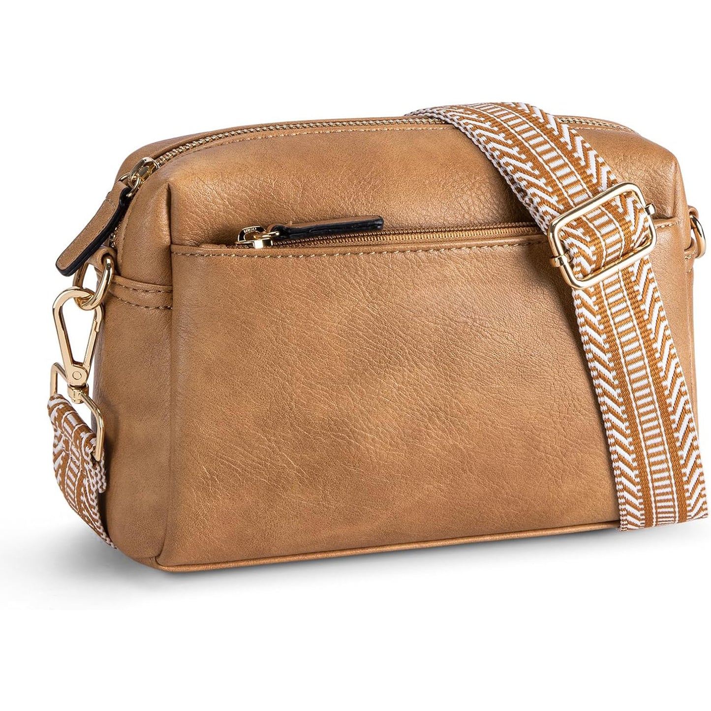 Women's Triple Zipper Mobile Leather Strap Color Women's Shoulder Bag