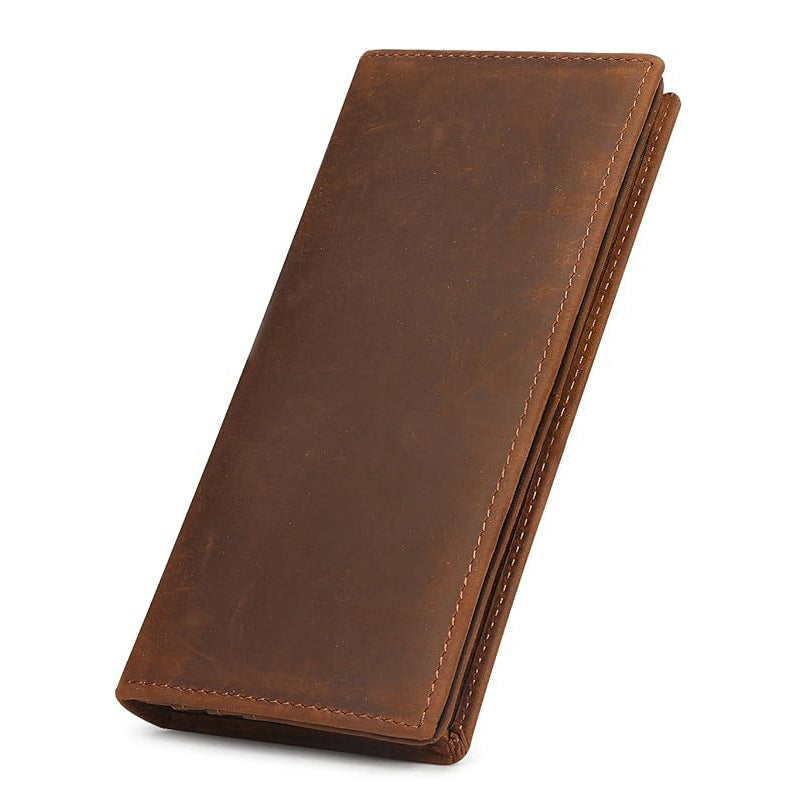 Men's Horse Leather Long Two-fold Pure First Layer Cowhide Men's Wallet