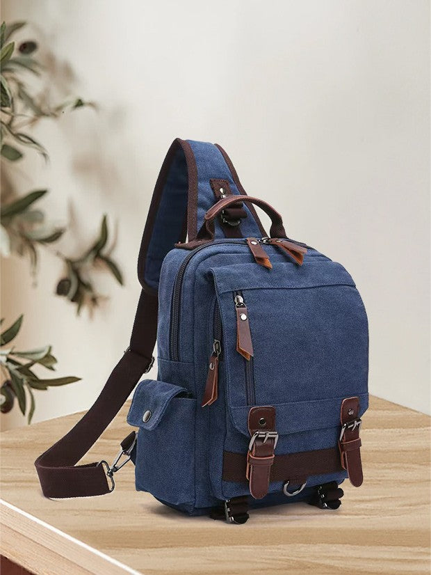 Leather Canvas Spring City Simple Offload Men's Chest Bag