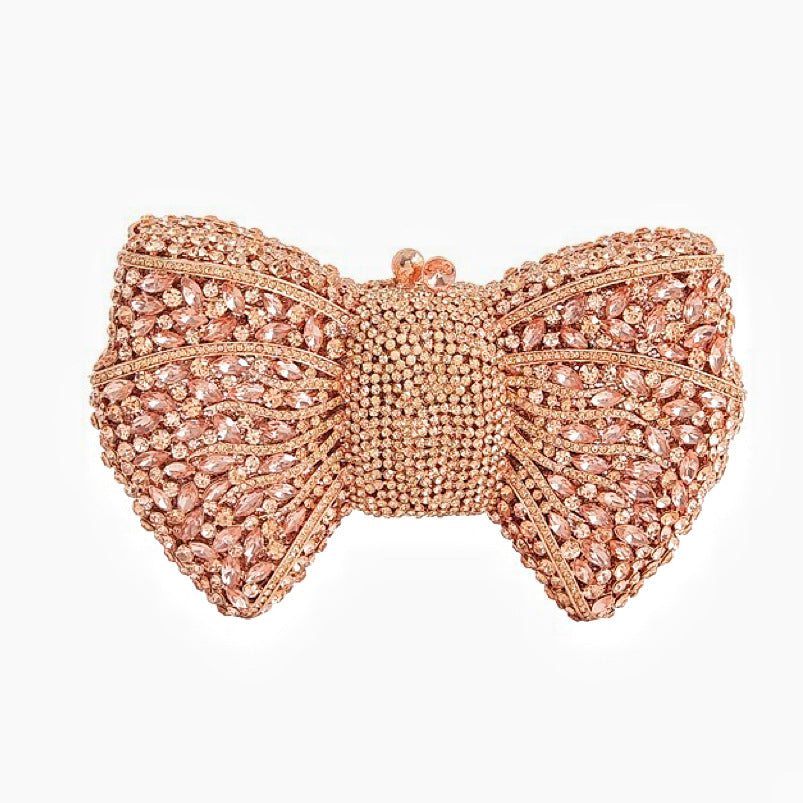Women's Bow Diamond Hollow Full Clutch Banquet Evening Bags