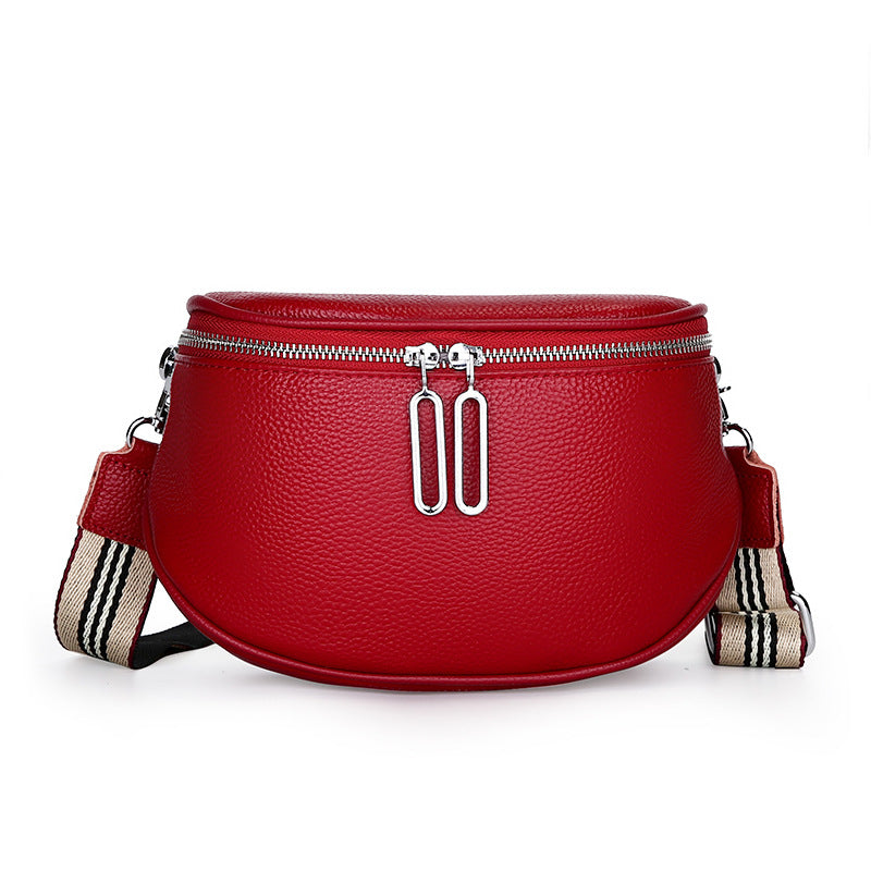 Women's Genuine Leather Saddle Fashion Simple Minority Women's Chest Bag, Fanny Pack