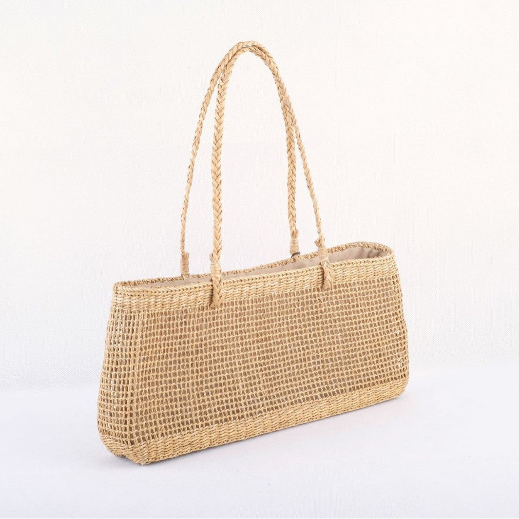 Craft Straw Summer Yellow Underarm Mesh Drawstring Portable Beach One Women's Handbag