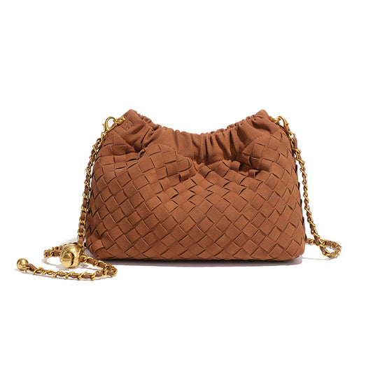 Women's Woven Retro High-grade Pleated Cloud Classic Style Drawstring Small Square Bag