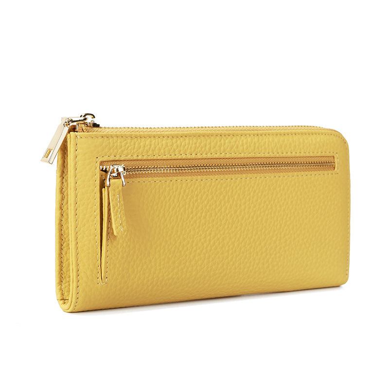 Women's Genuine Leather Long Zipper Fashion Clutch Ladies Wallet