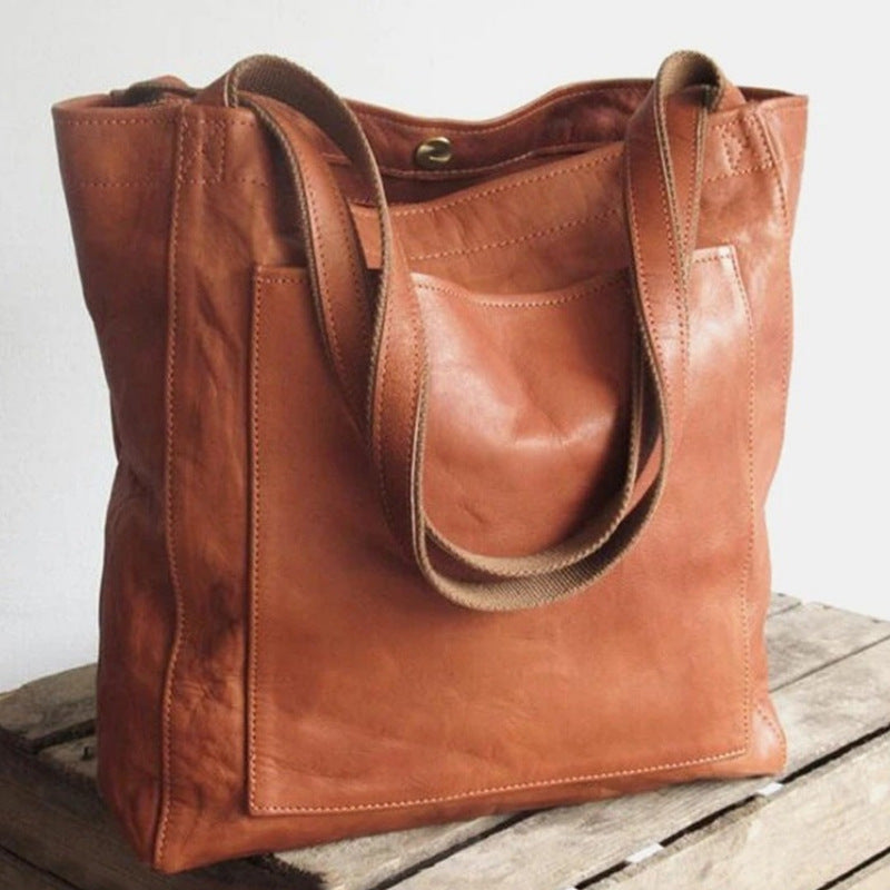 Women's Leather Portable With Pocket One Retro Oil Bags