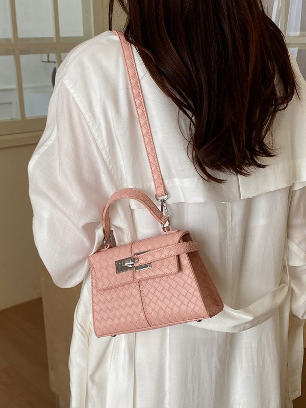 Women's Woven Pattern Texture Fashion Trendy Kelly Small Square Bags