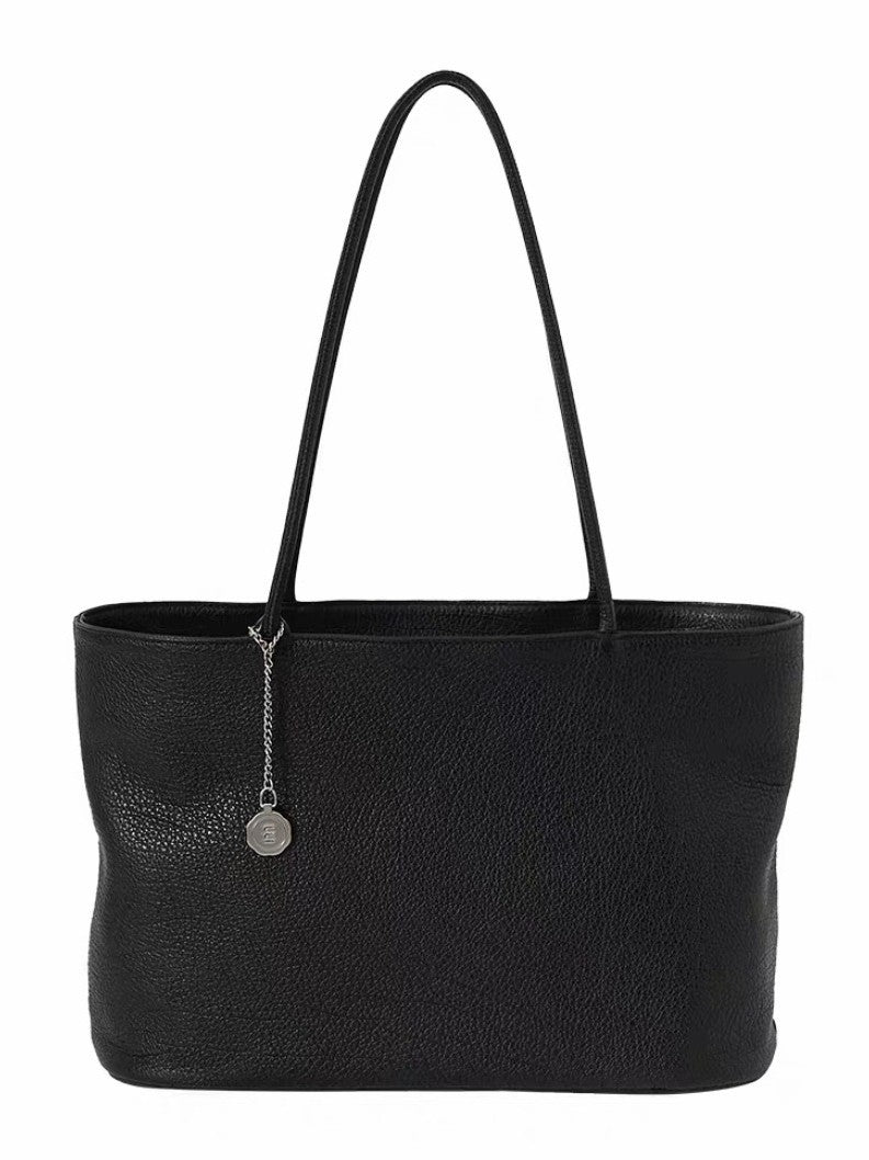 Women's Simple Solid Color Large Capacity Cowhide Leather Women's Handbag