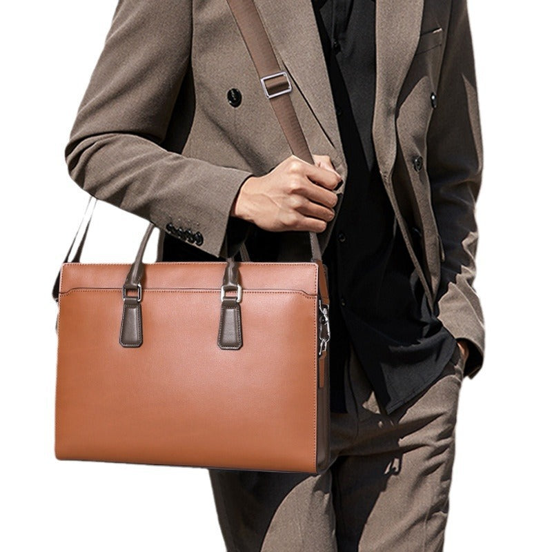 Men's Leather Password Computer First Layer Cowhide Handbags