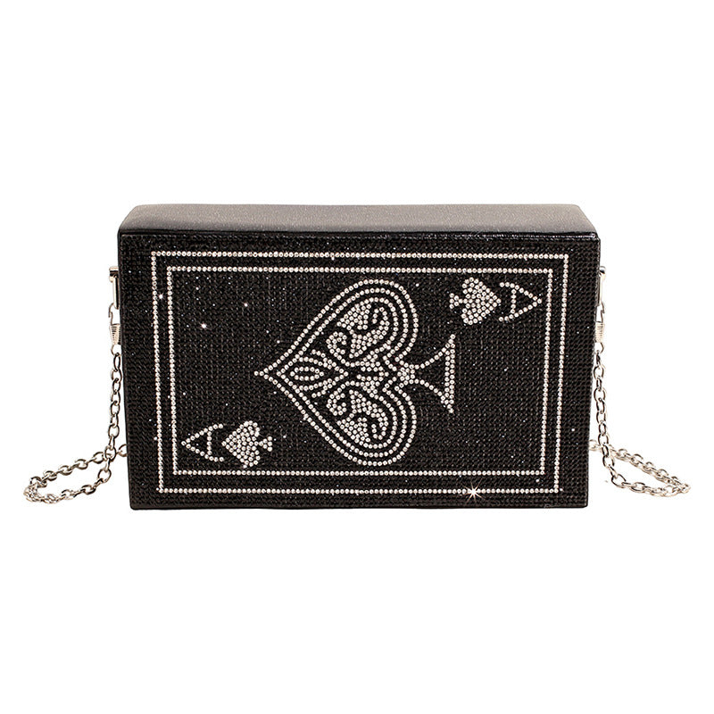 Women's Creative Playing Cards Box Rhinestone Versatile Bags
