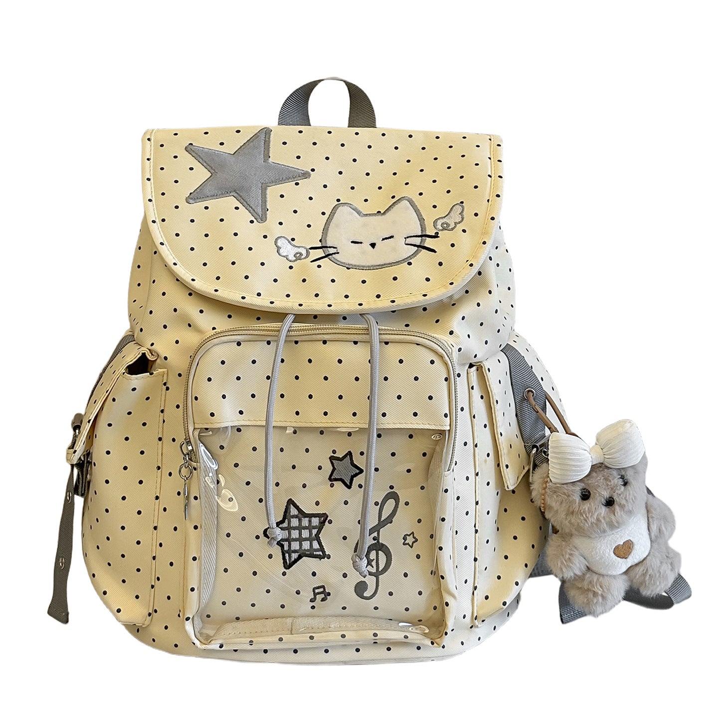 Women's Dot Full Printed Cartoon Fashion Simple College Student Schoolbag