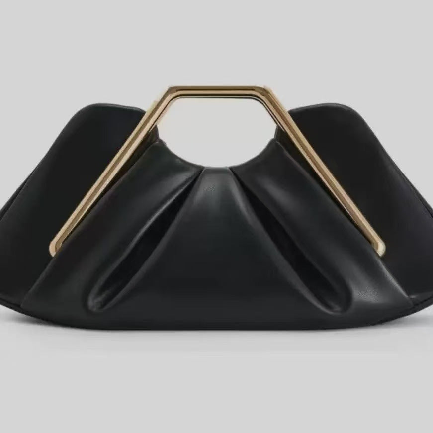 Women's Western Style Pleated Cloud Vintage Frame Clutch Winter Dinner Bag