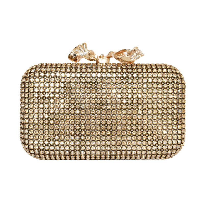 Women's Net Drill Rhinestone Dress Butterfly Skirt With Head Dinner Bag