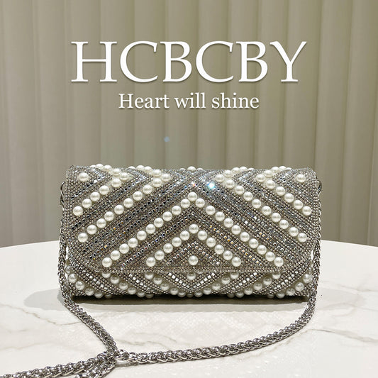 Women's Glitter Beaded Decoration Envelope Gorgeous Fashionable Elegant Dinner Bag
