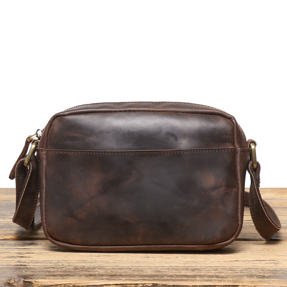 Men's Retro Crazy Horse Leather Cowhide Genuine Men's Shoulder Bag