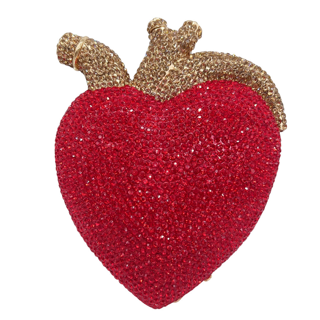 Women's Heart Diamond Party Rhinestone Clutch Dinner Bag